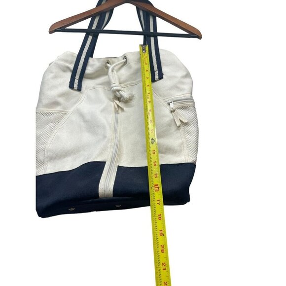 Scarborough & Tweed White Blue Large Drawstring Beach Bag Duffle Banker Gym Navy - Picture 5 of 12